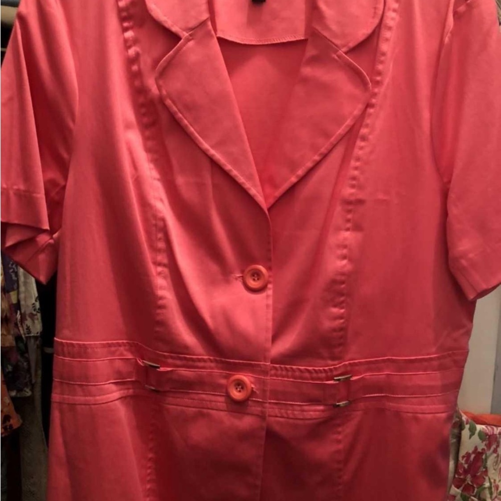 Vibrant Peach Button-Up Short SleeveBlazer